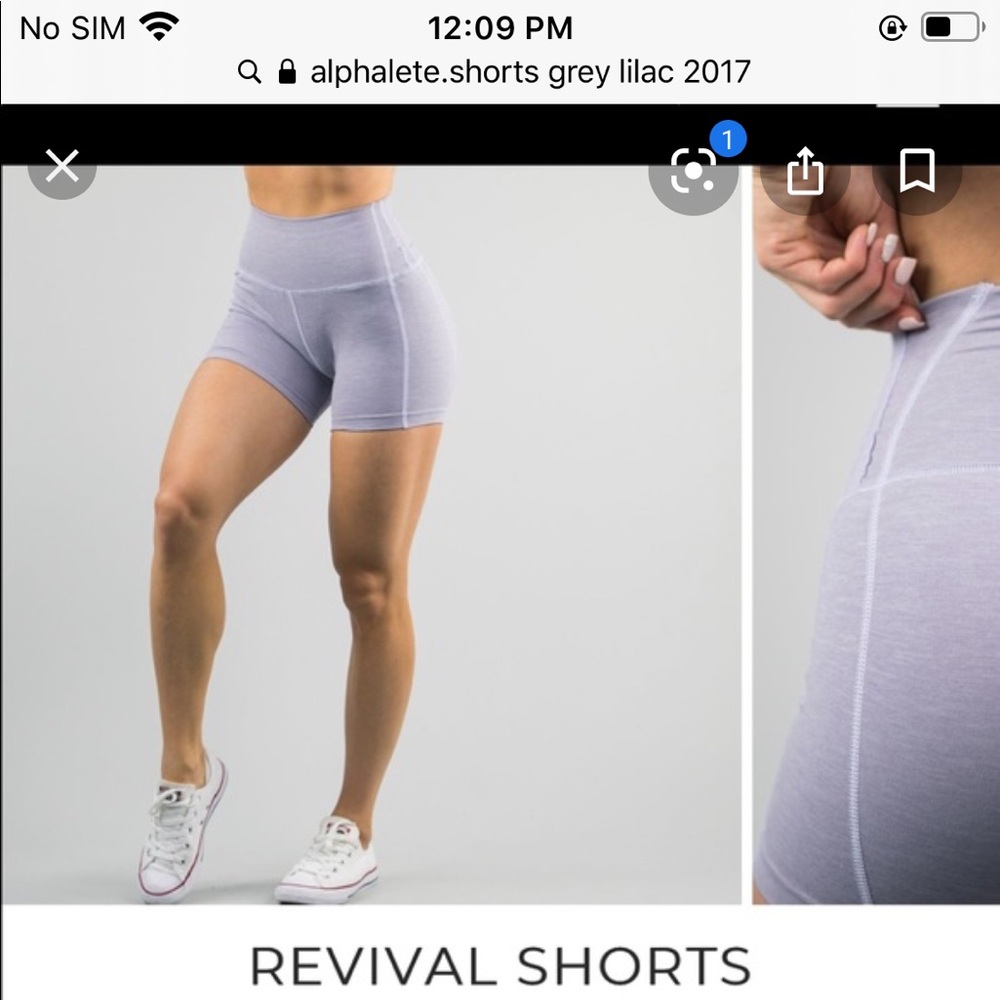Alphalete high waist medium grey hint lilac shorts